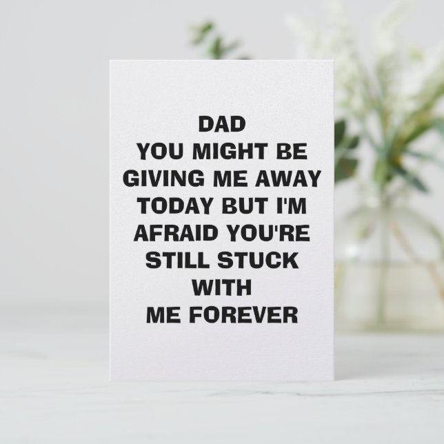 Tarjeta Graciosa A Papá En El Día De La Boda (Anverso de pie)