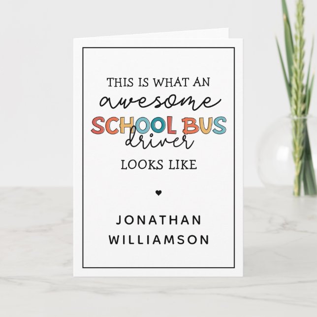 Tarjeta Graciosa apreciación del conductor de autobús esco (Anverso)