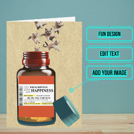 Tarjeta Graciosa botella de la receta de gatos Cumpleaños