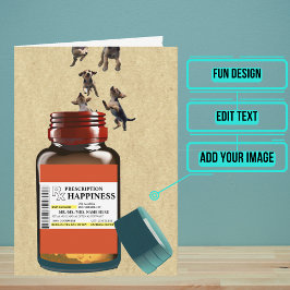 Tarjeta Graciosa botella recetada de cachorros Cumpleaños