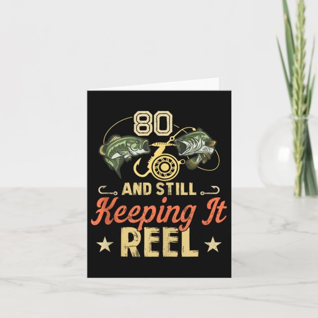 Tarjeta Graciosa Camisa De Pescador De Cumpleaños 80 Para  (Anverso)