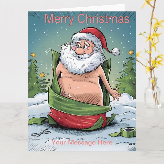 Tarjeta Graciosa colección de Navidades sucios de Santa (flor amarilla)