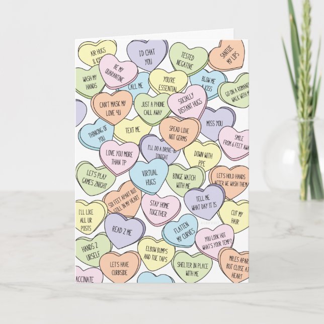 Tarjeta Graciosa Cuarentena El día de San Valentín Distanc (Anverso)