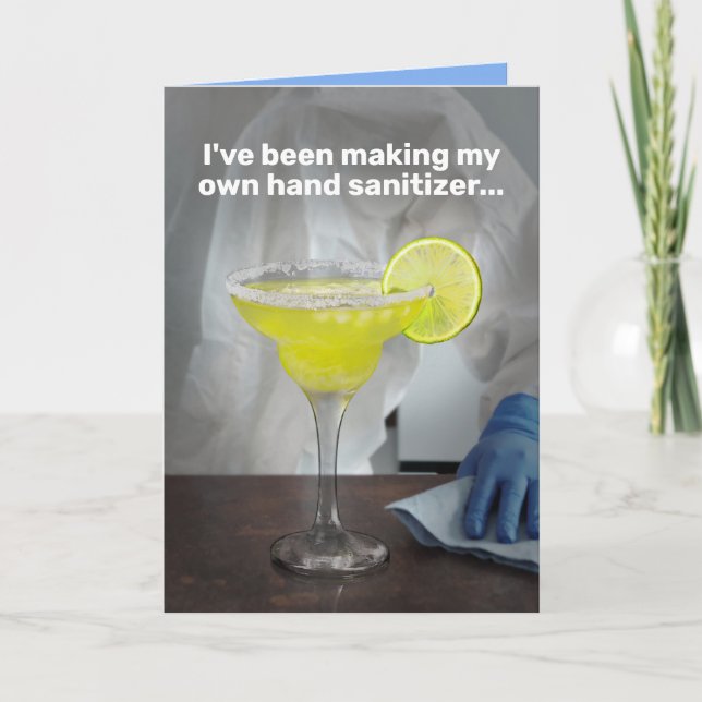 Tarjeta Graciosa Cuarentena Margarita Hand Sanitizer (Anverso)