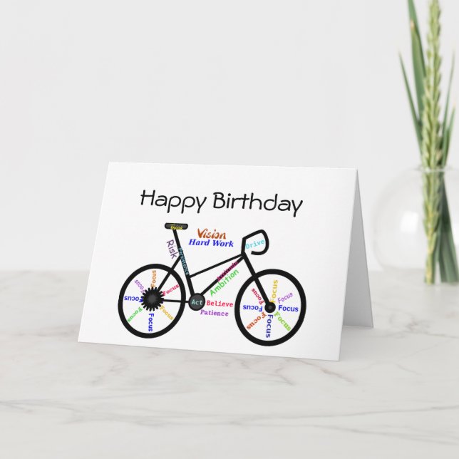 Tarjeta Graciosa Edad Bicicleta de cumpleaños, ciclismo, d (Anverso)