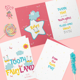 Tarjeta Graciosa Esparkle Peach Magic Tooth Fairy Gracias