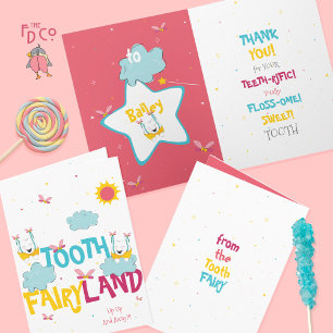 Tarjeta Graciosa Esparkle Peach Magic Tooth Fairy Gracias