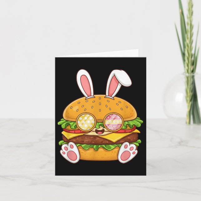 Tarjeta Graciosa Hamburger Bunny Easter Egy Easter Day Muj (Anverso)