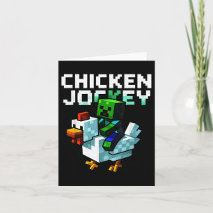 Tarjeta Graciosa jockey sobre pollo Zombie Pixel Art Gamer