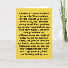 Tarjeta Graciosa matemática del Día de la Madre