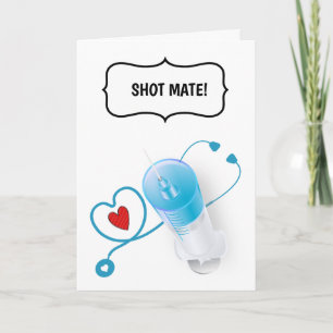 Tarjeta Graciosa médico enfermera enhorabuena inyección DI