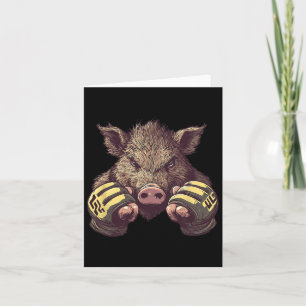 Tarjeta Graciosa Mma Boar - Combatiente En Jaula Y Caja De