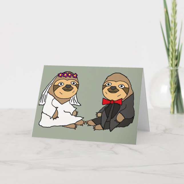 Tarjeta Graciosa Novia Sloth y Boda Groom (Anverso)