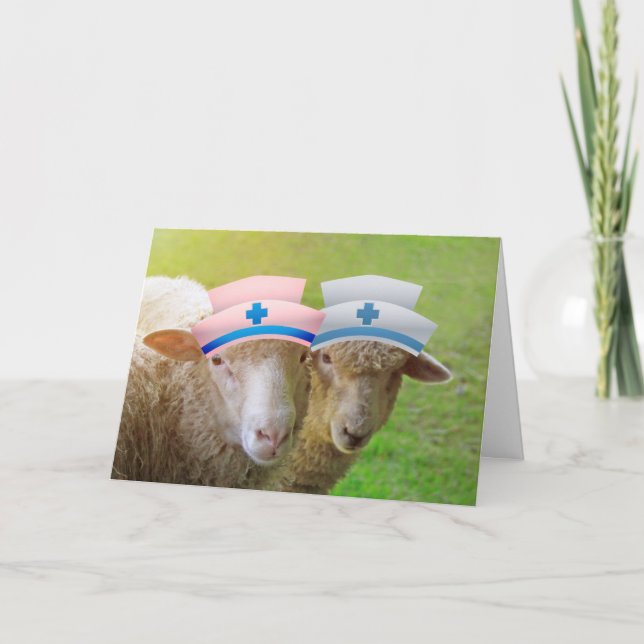 Tarjeta Graciosa Nurse Sheep Se Pone Bien (Anverso)