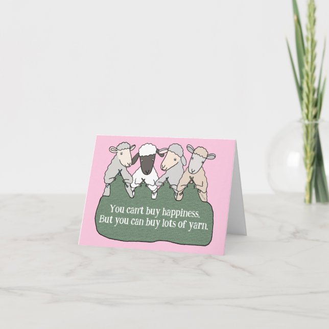 Tarjeta Graciosa oveja tejiendo Yarn Cute Knitter Cumpleañ (Anverso)