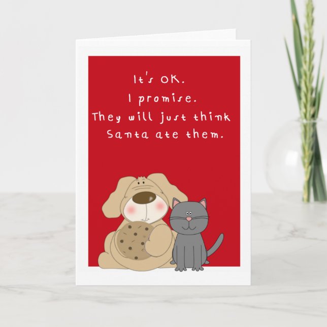 Tarjeta graciosa para perros y Navidades de gatos (Anverso)