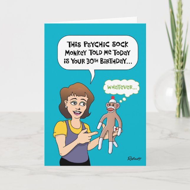 Tarjeta Graciosa predicción de cumpleaños número 30 (Anverso)