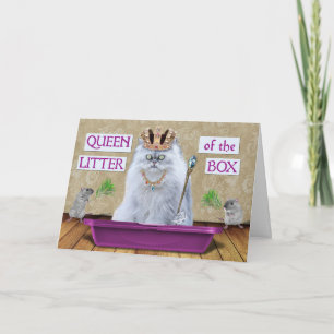 Tarjeta Graciosa Reina de gato de cumpleaños del humor de 