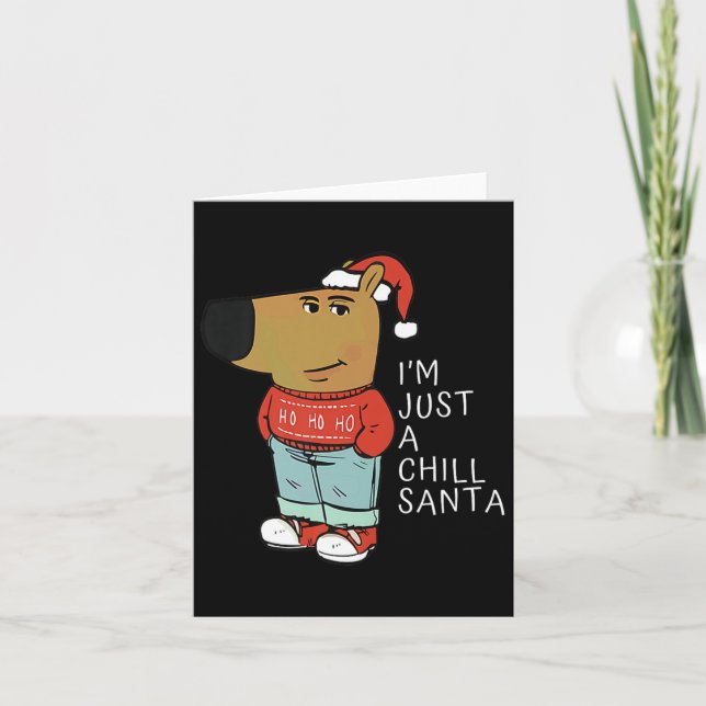 Tarjeta Graciosa Santa Merry Navidad Just-a-chill-guy A Ch (Anverso)
