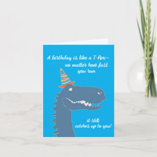 Tarjeta Graciosa sorpresa por cumpleaños T-Rex para cualqu