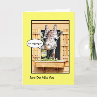 Tarjeta Graciosa, Te Falta, Cute Giraffe Por La Ventana