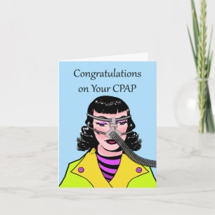 Tarjeta Graciosas felicitaciones a tu CPAP, retro mujer