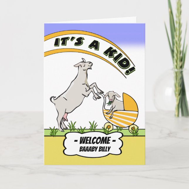 Tarjeta Graciosas felicitaciones al Recién nacido Kid Goat (Anverso)