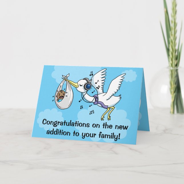 Tarjeta Graciosas felicitaciones recién nacido Stork (Anverso)