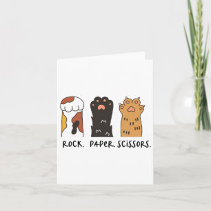 Tarjeta Graciosas tijeras de papel de rock para gato para 
