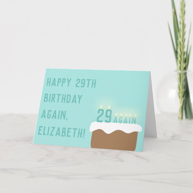 Tarjeta Gracioso 29 Velas de Pastel de Cumpleaños De Nuevo (Anverso)