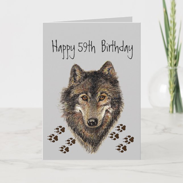 Tarjeta Gracioso, 50 Cincuenta Y Nueve, Lobo De Cumpleaños (Anverso)