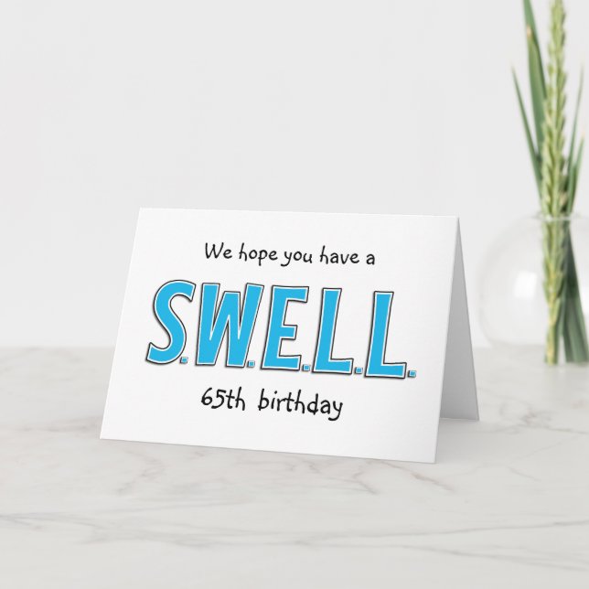 Tarjeta Gracioso 65º cumpleaños Swell Saludo Personalizado (Anverso)