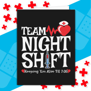 Tarjeta Gracioso 7:05 Team Night Shift Apreciación de enfe