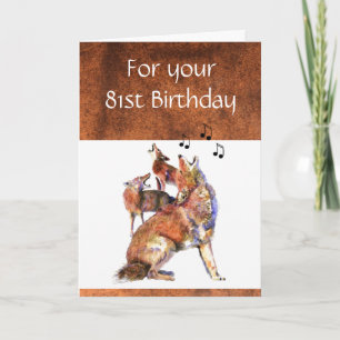 Tarjeta Gracioso 81 cumpleaños Howling Coyote