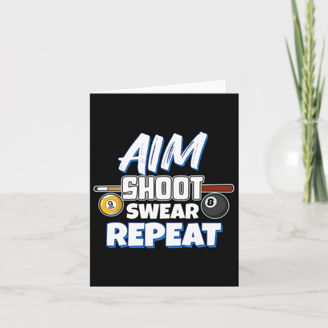 Tarjeta Gracioso Aim Pool Player Gift Billiard (Anverso)