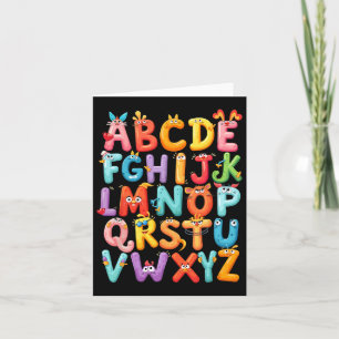 Tarjeta Gracioso Alfabeto A-z Niños Abc De Vuelta A La Esc