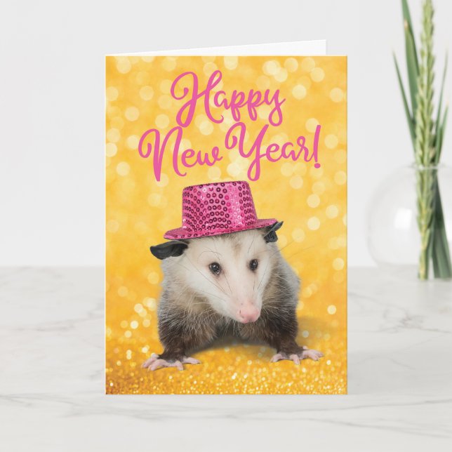 Tarjeta Gracioso Año Nuevo Possum (Anverso)