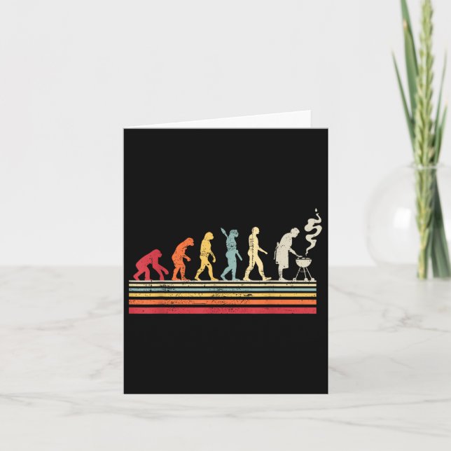 Tarjeta Gracioso asador de parrilladas papá Evolution Man  (Anverso)