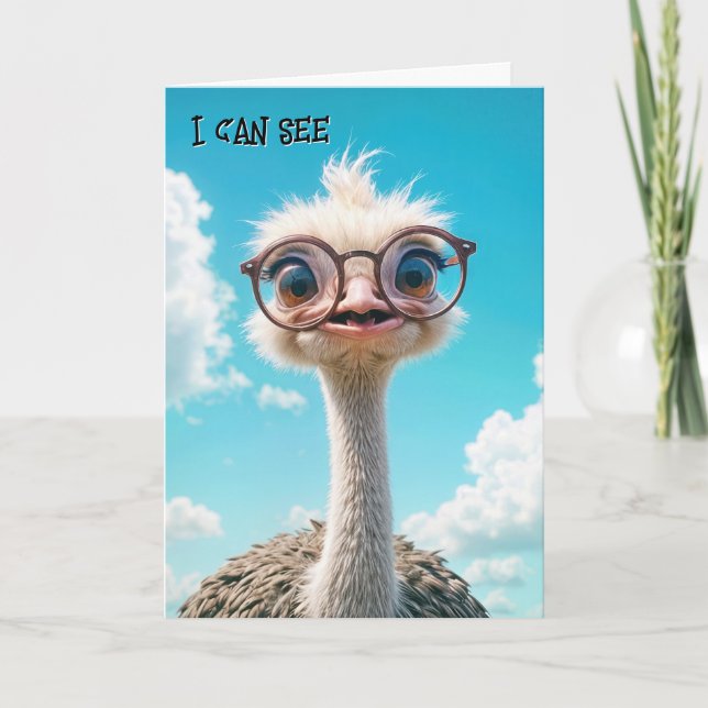 Tarjeta Gracioso avestruz de cumpleaños con anteojos (Anverso)