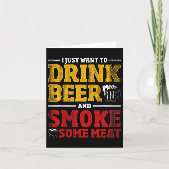 Tarjeta Gracioso Bbq Chef Beer Smoat Lover Gift Grillin (Anverso)