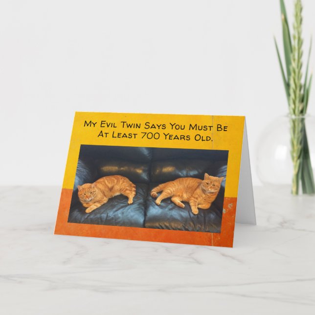 Tarjeta Gracioso Birthday Card Twin cats piensan que eres  (Anverso)