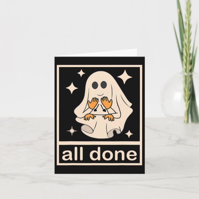 Tarjeta Gracioso Boojee Ghost All Done Slp Speech Therapec (Anverso)