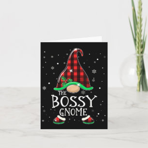 Tarjeta Gracioso Bossy Gnome Buffalo Plaid Navidades de co