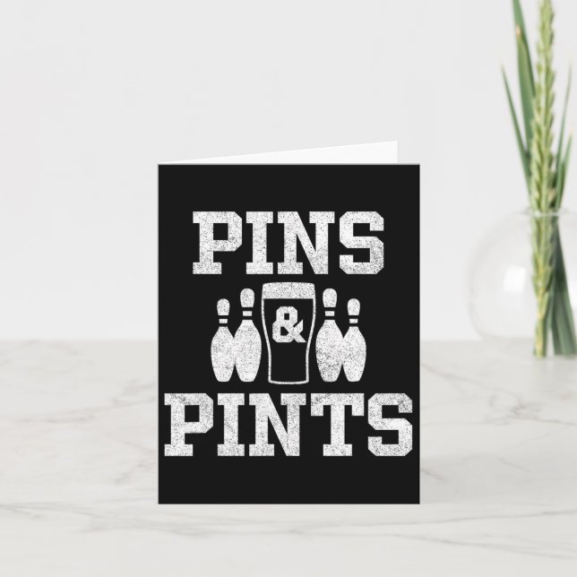 Tarjeta Gracioso Bote Beer Bowler Pins Y Pintes (Anverso)