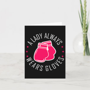 Tarjeta Gracioso Boxeo Con Guantes Rosa Y Boxeador De Cami