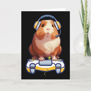 Tarjeta Gracioso Cerdo Y Video Gamer Lover Fluffy Cavy