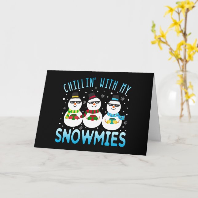 Tarjeta Gracioso Chillin' Con Mis Navidades Snowmies (flor amarilla)