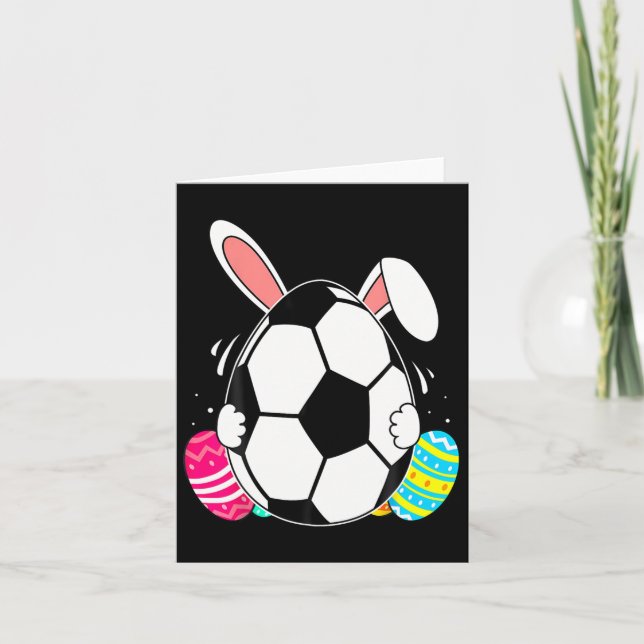 Tarjeta Gracioso Círculo De Fútbol Con Conejitos En El Día (Anverso)
