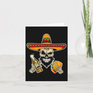 Tarjeta Gracioso Cráneo De Azúcar Mexicano Con Tacos Y Cer