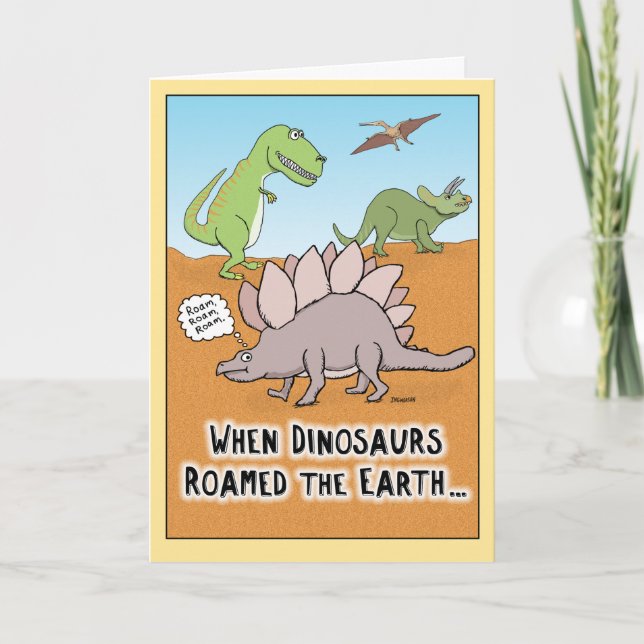 Tarjeta Gracioso cuando los dinosaurios recorren la carta  (Anverso)
